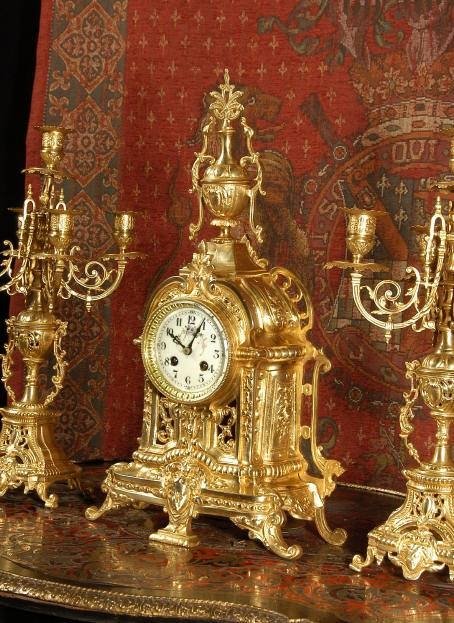fig 2. **** SOLD **** Japy Freres Antique French Boudoir Clock Set ~ French - Circa 1880 ~